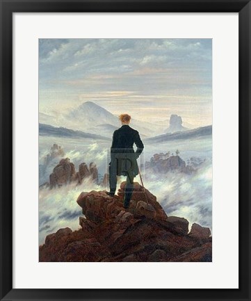 Framed Wanderer Above the Sea of Clouds Print