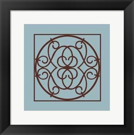 Framed Chocolate And Blue Ironwork III Print