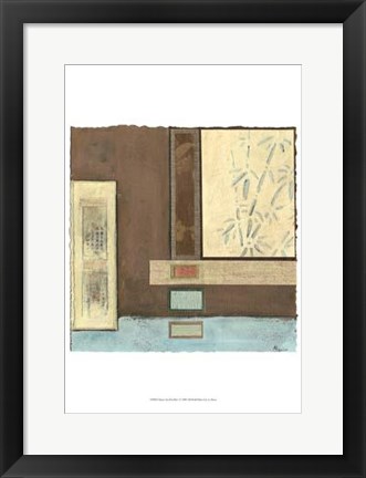 Framed Chinese Scroll In Blue I Print