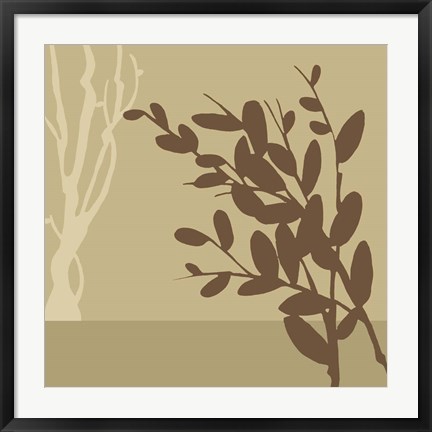 Framed Metro Leaves In Khaki II Print