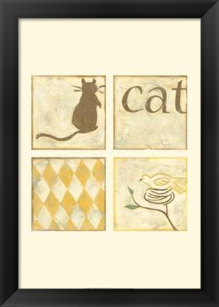 Framed Cat Bird Print