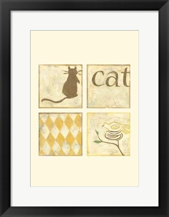 Framed Cat Bird Print