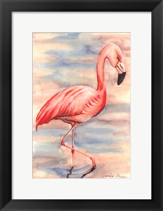 Framed Pink Flamingo I Print