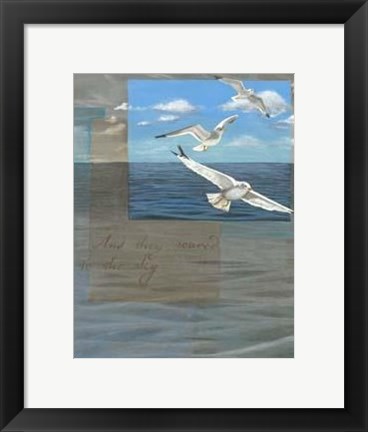 Framed Three White Gulls III Print