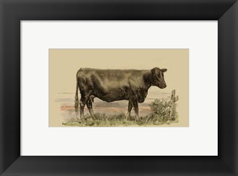 Framed Antique Cow II Print