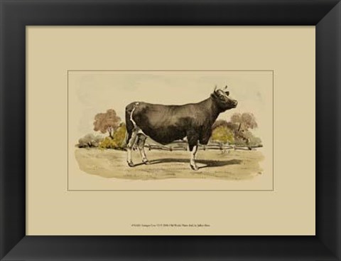 Framed Antique Cow VI Print