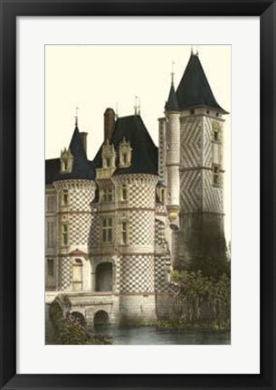 Framed French Chateaux In Blue II Print