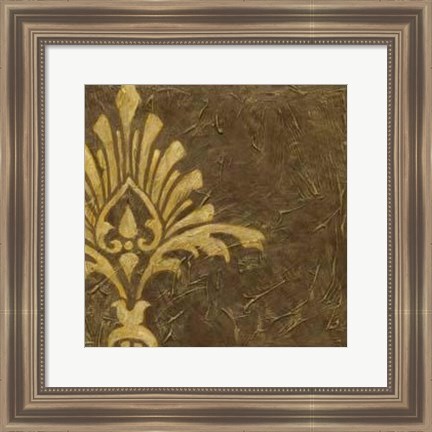 Framed Gold Damask I Print