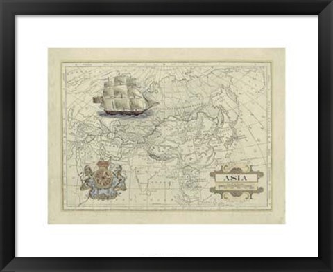 Framed Antique Map Of Asia Print