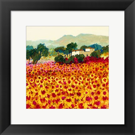 Framed Sunflower Sunset, Tuscany Print