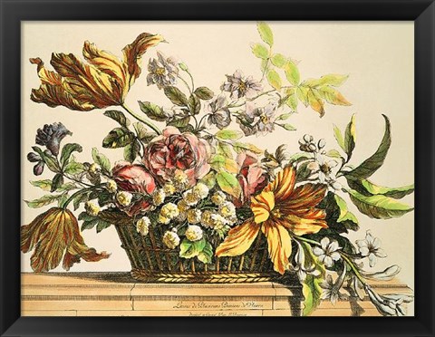 Framed Basket of Flowers I Print