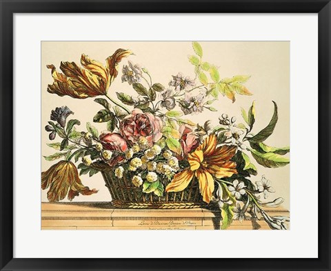 Framed Basket of Flowers I Print