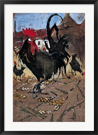 Framed Black Spanish Cock Print