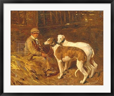 Framed Boy with Greyhounds Print