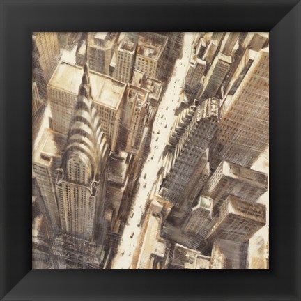 Framed Aerial View of Chrysler Building Print