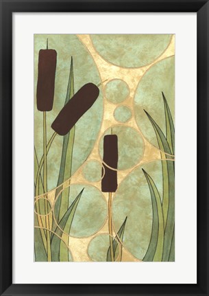 Framed Tranquil Cattails I Print