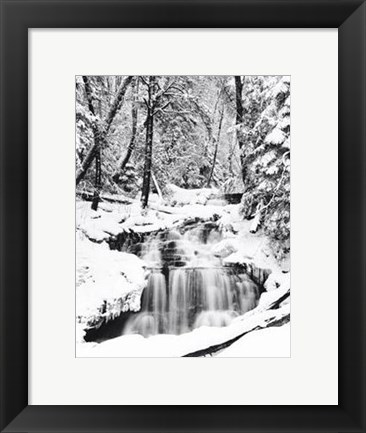 Framed Winter Waterfall Print