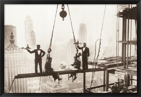 Framed Lunch Above Manhattan Print