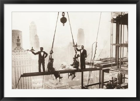 Framed Lunch Above Manhattan Print