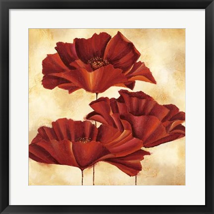 Framed Three Poppies I Print