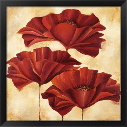 Framed Three Poppies II Print