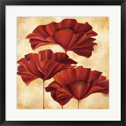 Framed Three Poppies II Print