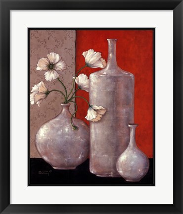 Framed Silverleaf And Poppies II Print