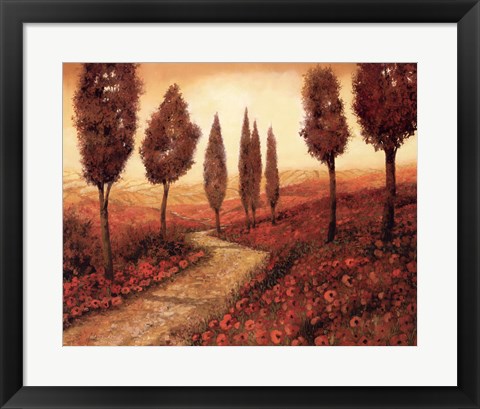 Framed Strada Tra I Papaveri Print