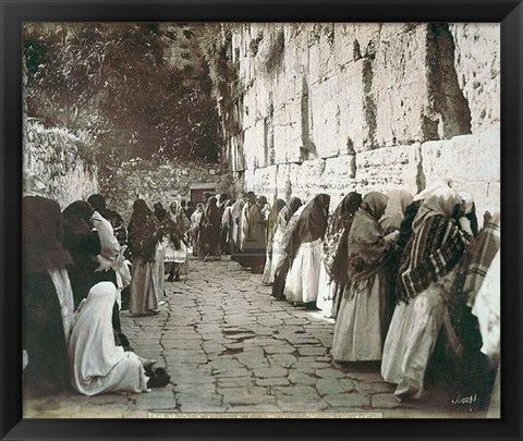 Framed Jews At the Wailing Wall in Jerusalem Print