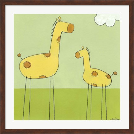 Framed Stick-Leg Giraffe I Print