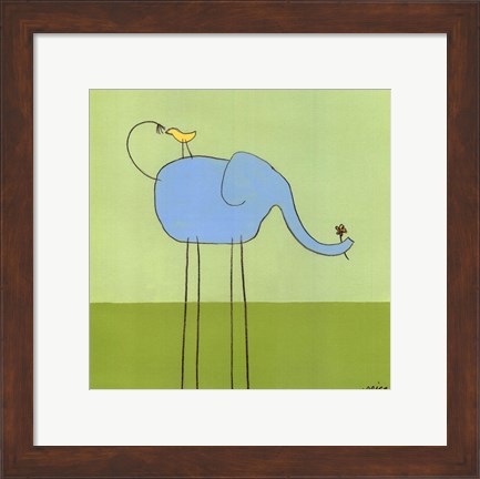 Framed Stick-Leg Elephant I Print