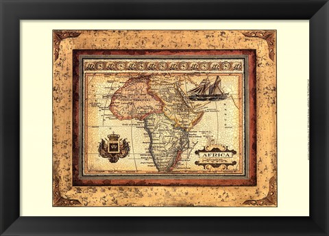 Framed Crackled Map Of Africa Print