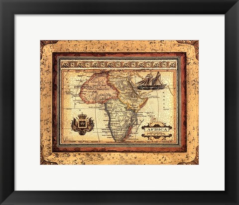 Framed Crackled Map Of Africa Print