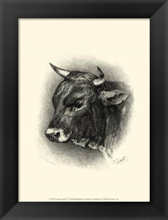 Framed Antique Cattle IV Print