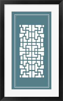 Framed Shoji Screen In Teal III Print