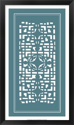 Framed Shoji Screen In Teal IV Print