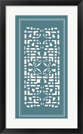 Framed Shoji Screen In Teal IV Print