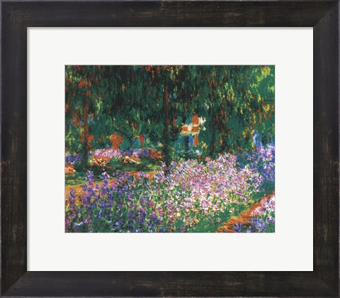 Framed Artist&#39;s Garden at Giverny, c.1900 (green trees) Print