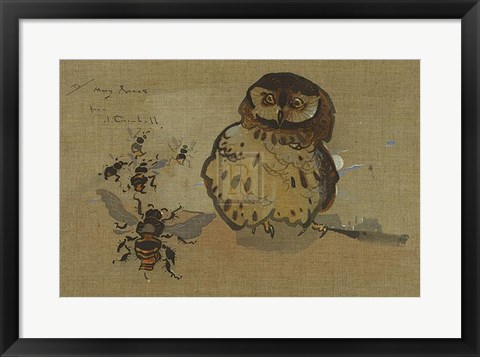 Framed Owl and Bees Print