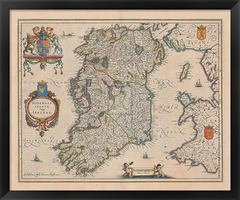 Framed Hibernia Regnum Vulgo Ireland Print