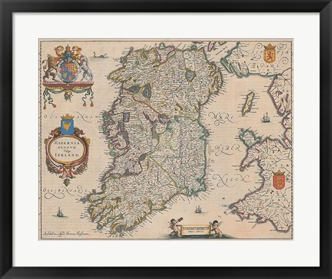 Framed Hibernia Regnum Vulgo Ireland Print