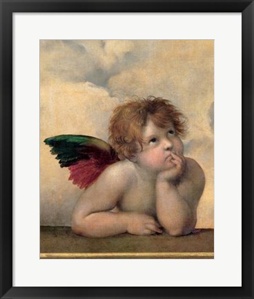 Framed Cherubim Putti Angels of The Sistine Madonna, c.1514 (detail - left side) Print