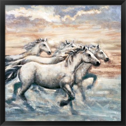 Framed Running Horses II Print