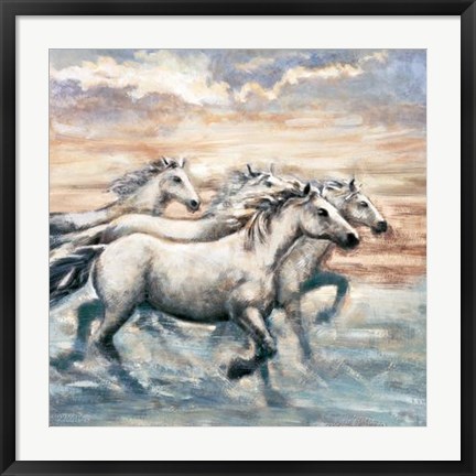 Framed Running Horses II Print