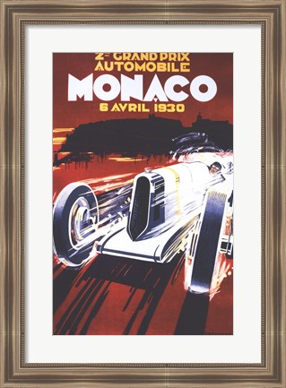 Framed Grand Prix De Monaco 1930 Print