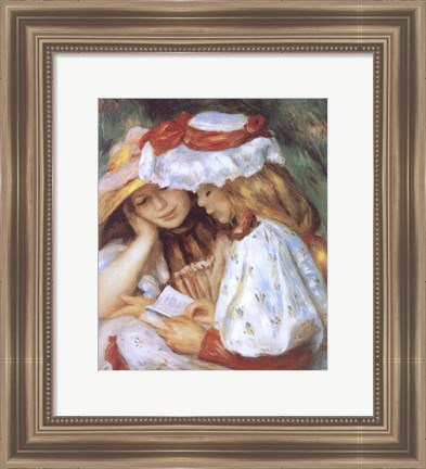 Framed Duex jeunes filles lisant Print