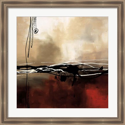 Framed Symphony in Red and Khaki I Print