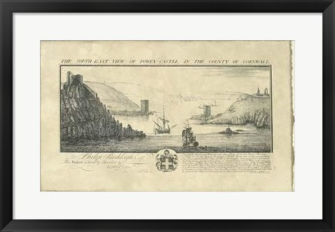 Framed Vintage Fowey Castle Print