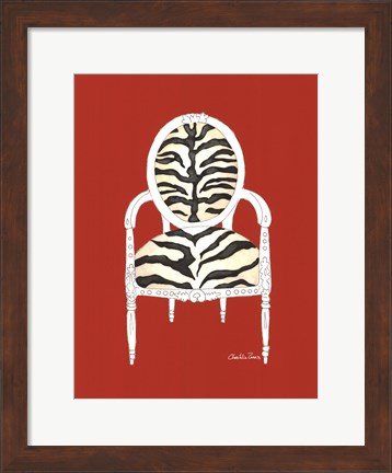 Framed Zebra Chair On Red Print