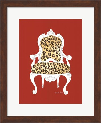 Framed Leopard Chair On Red Print